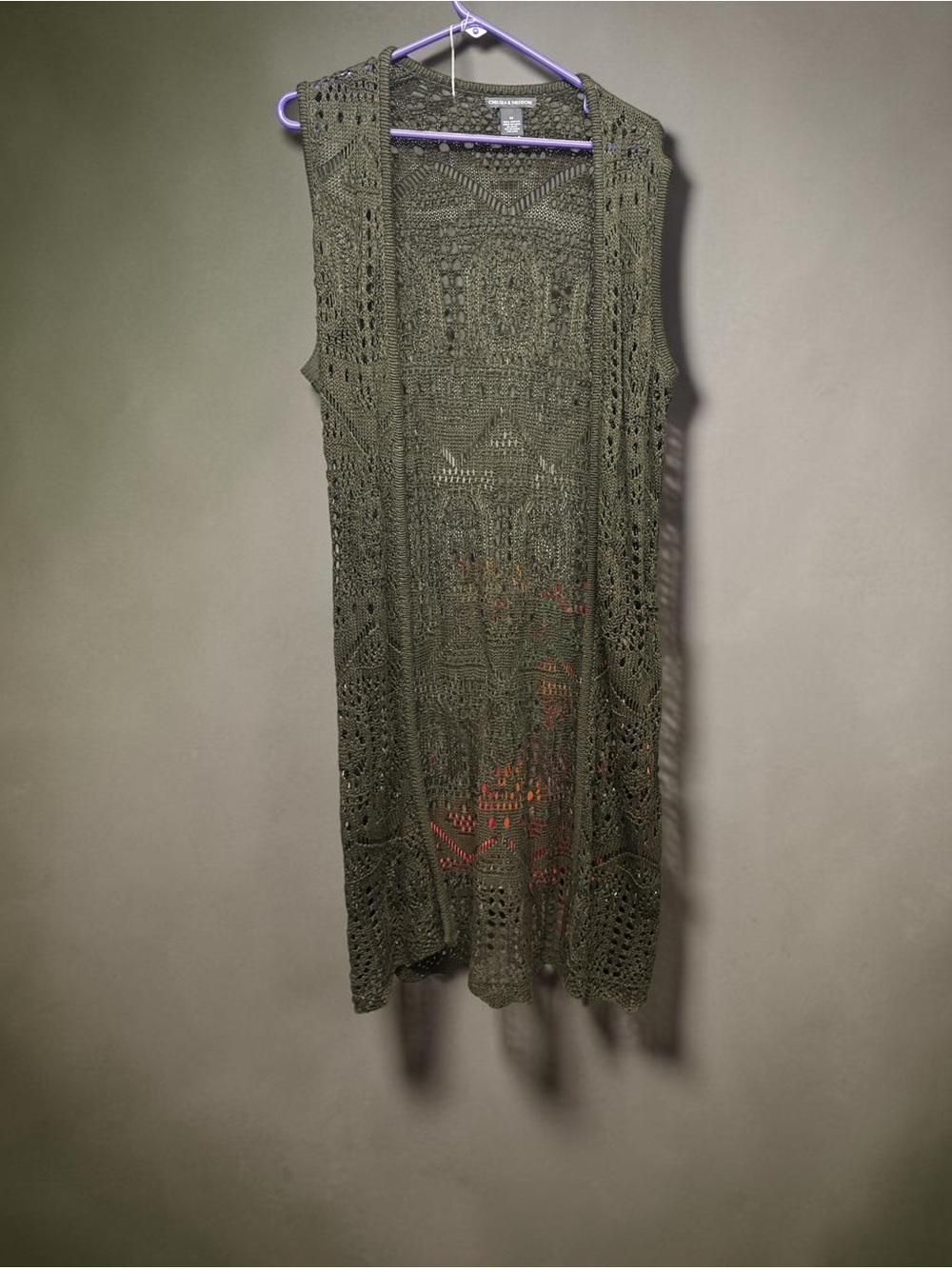Chelsea & Theodore Size Medium Crochet Style Floor Length Vest